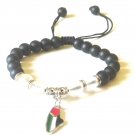 Unisex Palestine Metal Map Colored Flag black beaded Bracelet Fashion Wristband