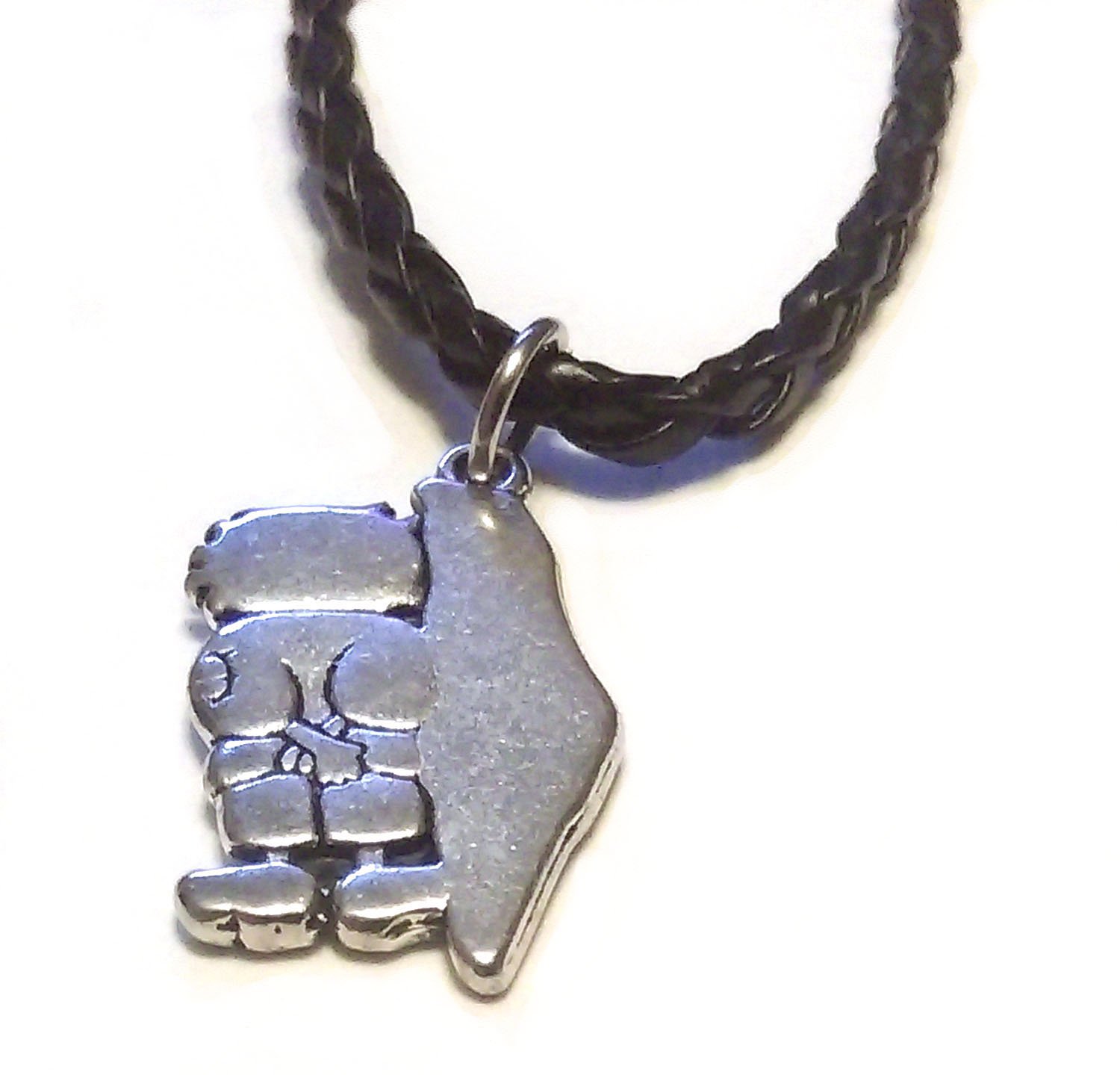 Palestine Silver Map Pendant Handalah Hanthala & 45cm Leather Necklace