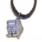 Palestine Silver Map Pendant Handalah Hanthala & 45cm Leather Necklace Palestine Silver Map Pendant Handalah Hanthala & 45cm Leather Necklace
