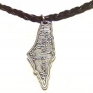 Palestine Silver Map Pendant & 45cm Leather Necklace