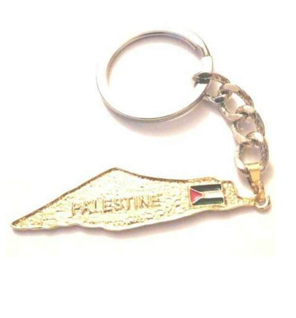 Palestine Gold Map National Flag Silver, Gold Metal Keychain Key Holder Ring