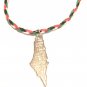 Palestine Metal Map colored Flag & colored Leather Necklace