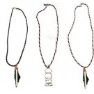 Palestine Collection (3 pcs) Metal Map colored Flag & colored & black Leather Necklace