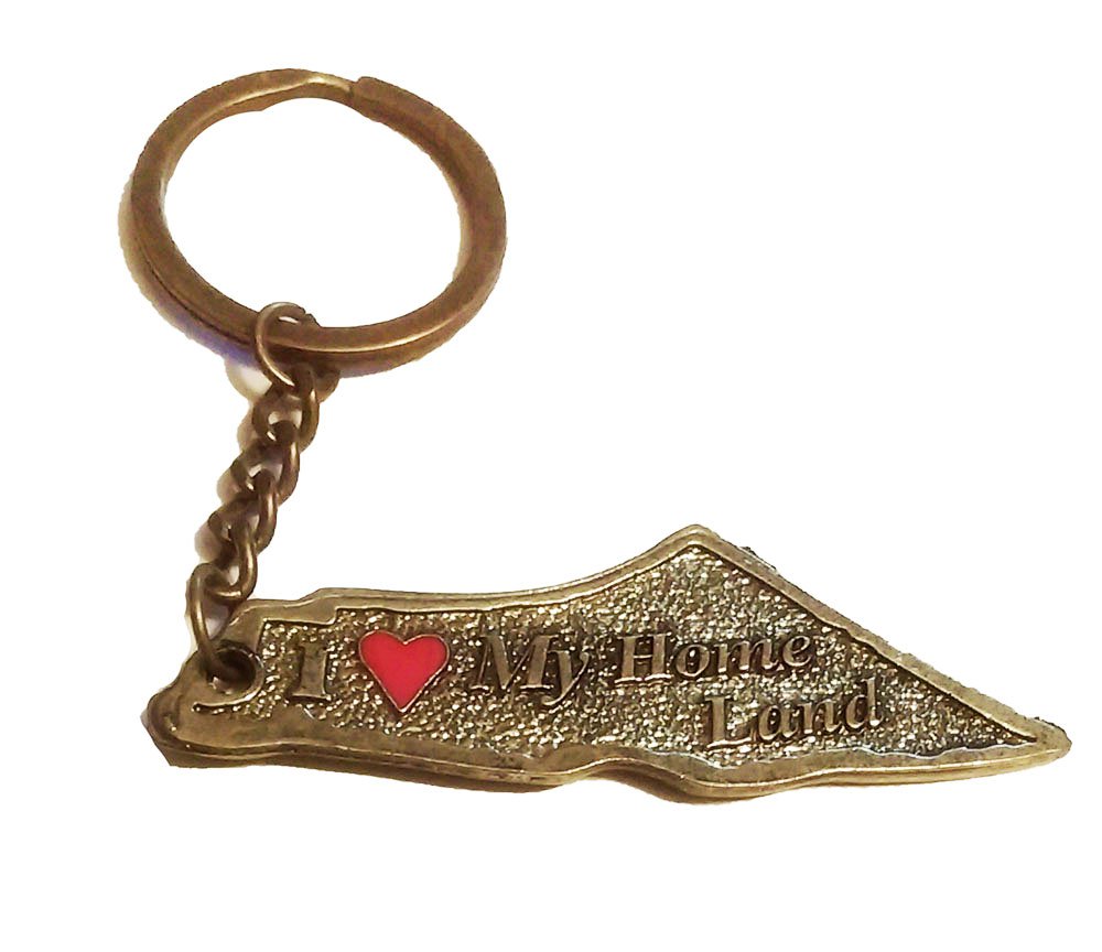 Palestine Bronze Map Metal Keychain I love my home land Key Holder Ring