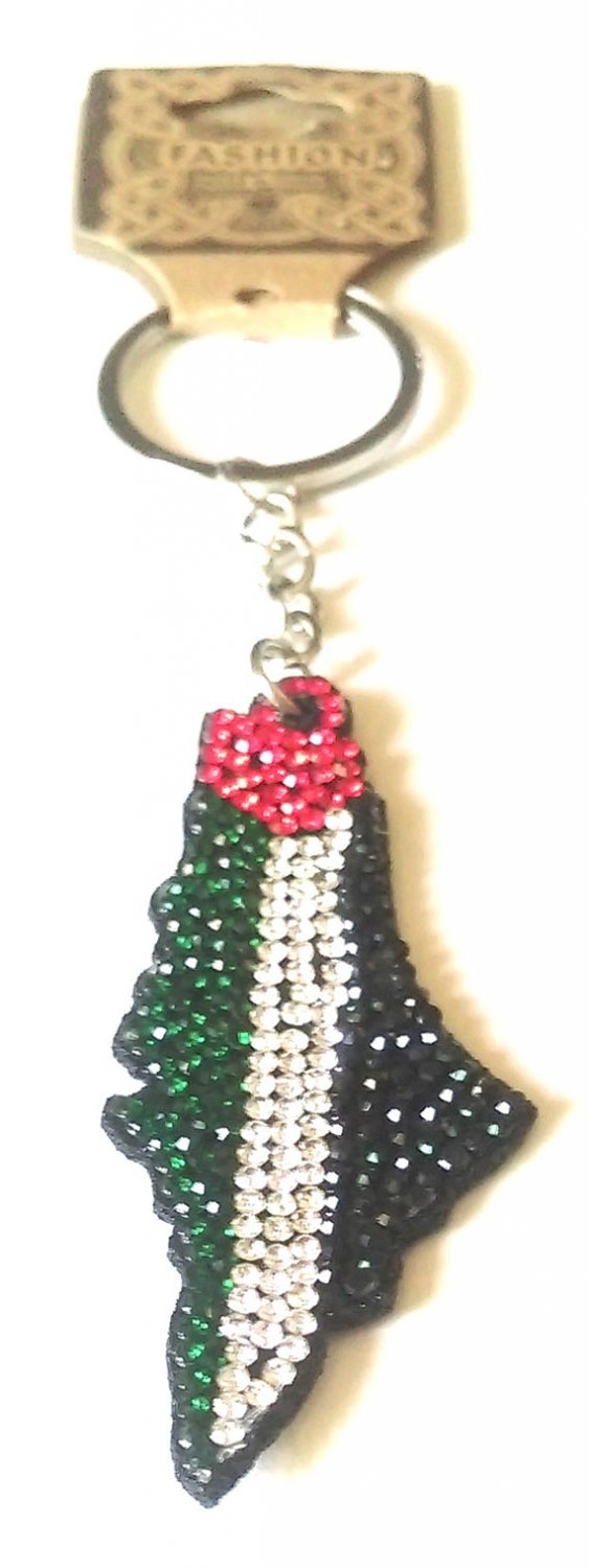 Palestine Map Flag lightning strass design keychain keyring