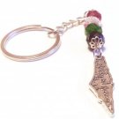 Palestine Metal Silver Map Flag with colored beads Keychain Key Holder Ring