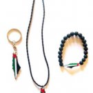 Palestine Map Collection Necklace, Bracelet, Keychain (3 Pieces)
