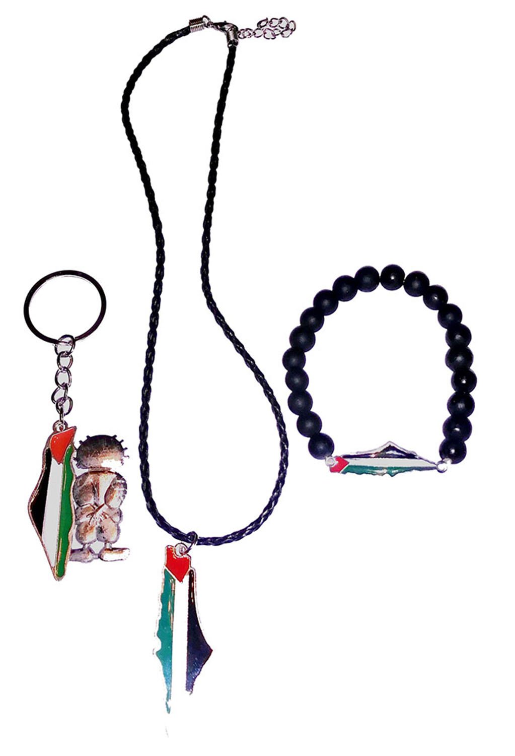 (3 Pieces) Palestine Collection: Necklace, Bracelet & Handala key chain