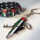 Fancy Unisex Palestine bracelet Chrome Flag & Palestine Map flag keychain keyring