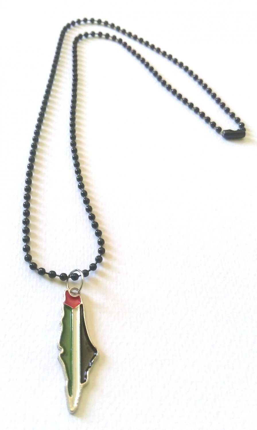 Unisex Palestine Metal Colored Map with Metal Necklace, Black 50 cm Necklace