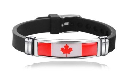 Unisex Canada National flag Bracelet Adjustable Silicone Wristband