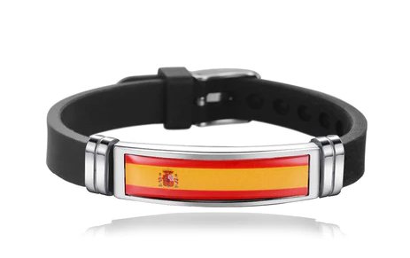 Unisex Spain National flag Bracelet Adjustable Silicone Wristband
