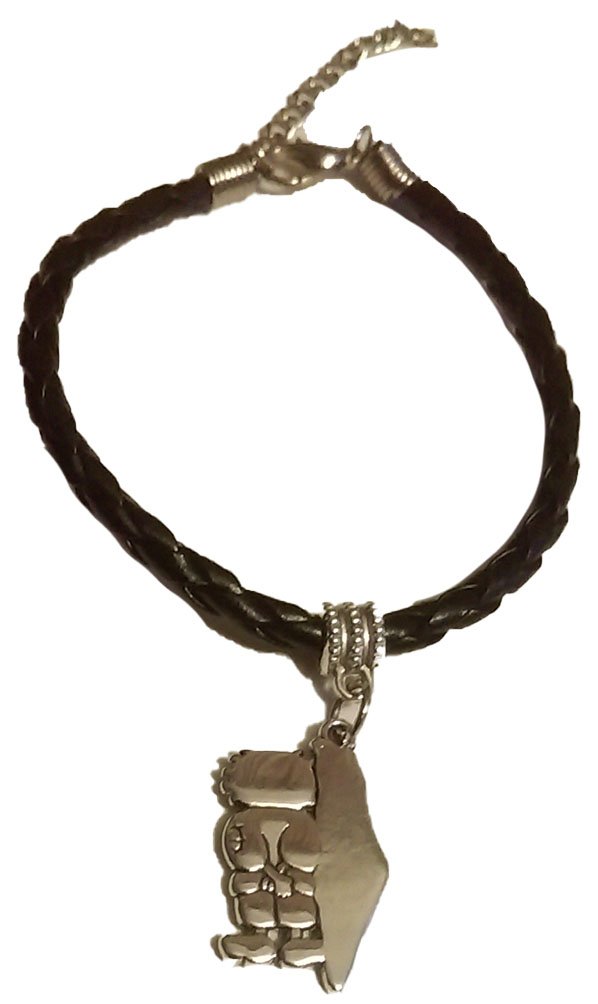 Unisex Unique Palestine Handala & Map Silver pendant handmade fancy leather bracelet