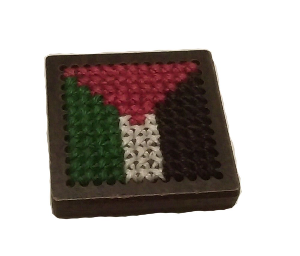 Unique piece of Palestine handmade embroider flag wood frame frig magnet