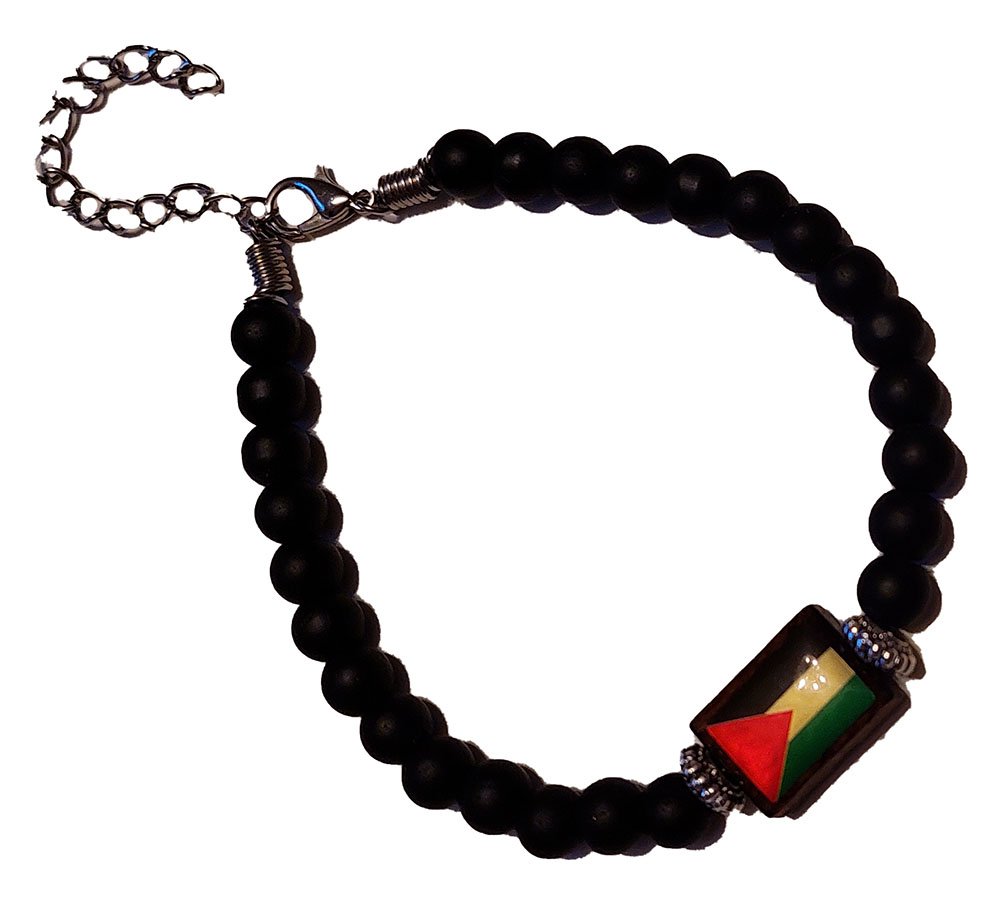 Unisex handmade Palestine Wooden colored Flag beaded Bracelet Wristband