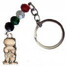 Palestine Metal Silver Handala with colored beads Keychain Key Holder Ring
