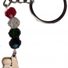 Palestine Metal Silver Handala & Map with colored beads Keychain Key Holder Ring