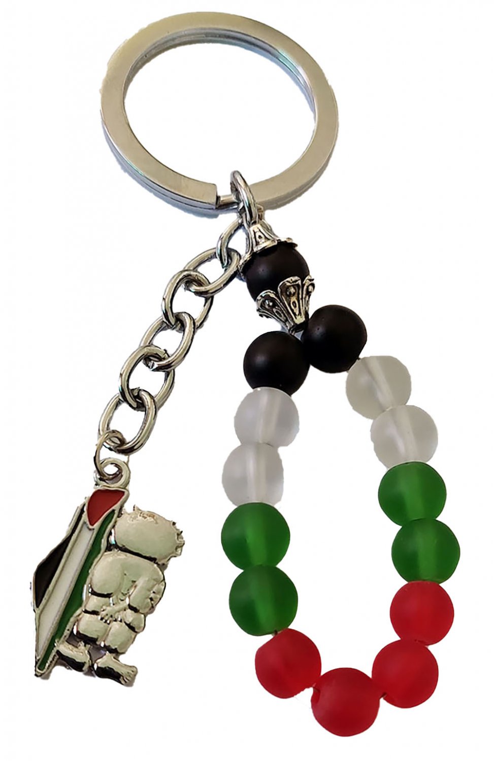 Fancy Palestine colored beads design Flag with Palestine metal Map Handala keychain keyring