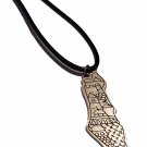 Palestine Silver Map Jerusalem city & 50cm light black Leather Necklace
