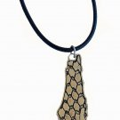 Palestine Silver Map Kofyia design 50 cm light black Leather Necklace