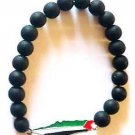 Unisex Palestine Silver Flag Metal Map design black beaded Bracelet Wristband Unisex Palestine Silver Flag Metal Map design black beaded Bracelet Wristband