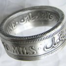 Unisex Palestine 100 Mils Silver color antique design Coin Ring