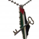 Palestine Metal Colored Map return key with silver metal Necklace