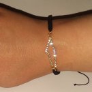 Palestine fashion Gold frame Strass Map Adjustable bracelet Black Rope chain