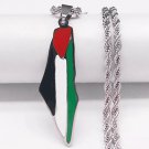 Palestine Metal Map colored flag design with stainless steel Silver Necklace