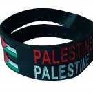 2 Pieces - Silicone Palestine Flag Logo ID Black Bracelet  Sports Wristband
