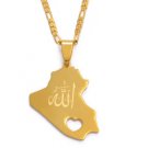 Unisex Unique Iraq Map Gold love heart Pendant with 60 cm gold necklace Unisex Unique Iraq Map Gold love heart Pendant with 60 cm gold necklace