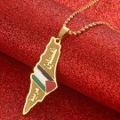 Unisex Palestine Gold Metal Map colored flag design with 50 cm steel Necklace Unisex Palestine Gold Metal Map colored flag design with 50 cm steel Necklace