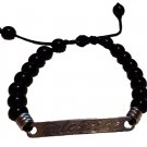 Palestine English word engraved design with fancy black beaded bracelet