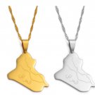 Unisex Unique Iraq Silver Gold Map Pendant with 60 cm necklace Unisex Unique Iraq Silver Gold Map Pendant with 60 cm necklace