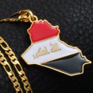 Unisex Iraq colored Map Flag Pendant with 60 cm gold necklace
