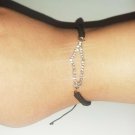 Palestine fashion Silver frame Strass Map Adjustable bracelet Black Rope chain