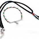 Lot (2) Pcs Palestine Metal Colored Map &black Leather Necklace & bracelet