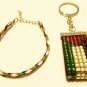 Fancy Colored strass Palestine Flag key chain keychain and adjustable bracelet