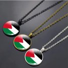 Palestine fashion Flag Glass & metal Necklace black, bronze, silver