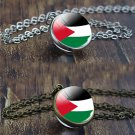 Palestine fashion Dome Flag Glass design & metal Necklace, bronze, silver