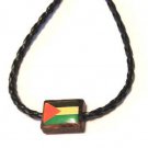 Palestine handmade Wooden Colored Flag pendant with Leather Necklace