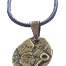 antique Palestine Return key design Bronze pendant & 40 cm leather necklace
