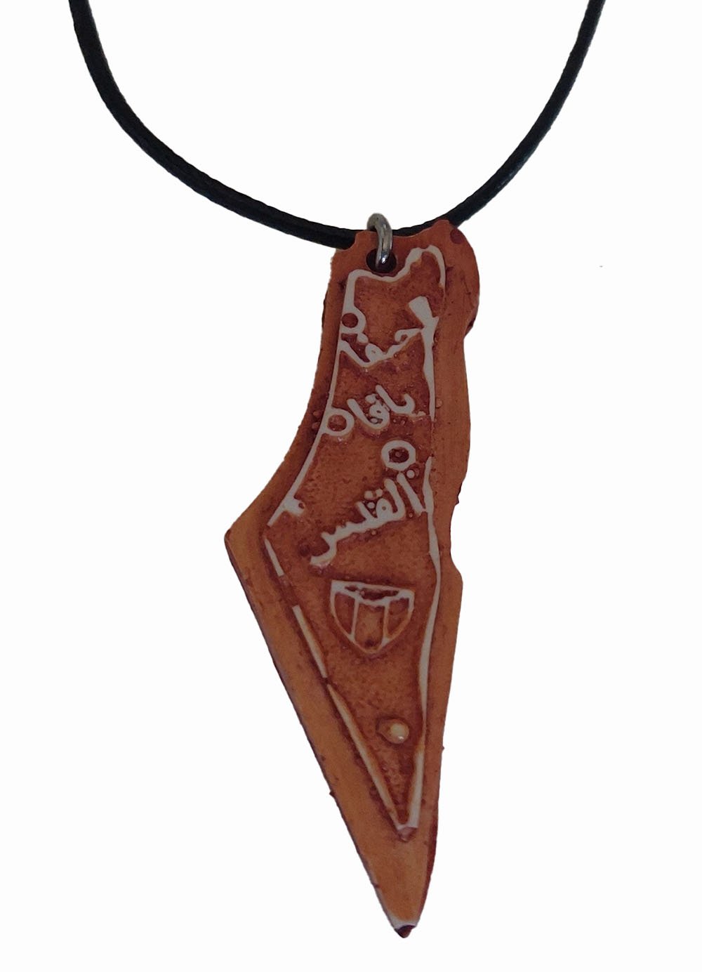 Unique Piece Of Palestine Map With Palestinian Cities And 50 Cm Leather Necklace 3805