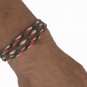 Unisex handmade Palestine Flag colors three layers adjustable Braided Bracelet