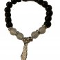 Unisex Palestine silver map pendnat black & white beaded Bracelet Fashion