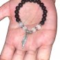 Unisex Palestine silver map pendnat black & white beaded Bracelet Fashion