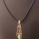 Palestine Gold Metal Flag Map Pendant with 50cm black Leather Necklace