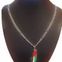 Palestine colored fancy Map pendant Silver Metal leather necklace