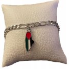 Handmade silver chain bracelet with mini Palestine flag