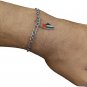 Handmade silver chain bracelet with mini Palestine flag